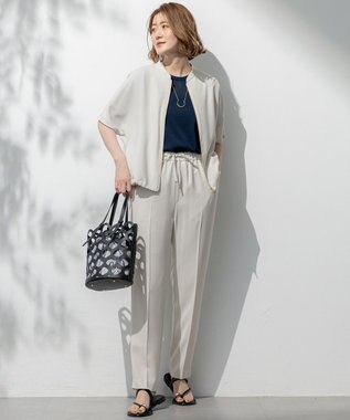 23区 【一部店舗限定/吸水速乾/UVカット/接触冷感】ストレッチジョーゼット フレンチスリーブ ブルゾン ベージュ系