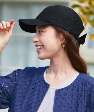 Tiaclasse 【安田美沙子さん/小倉優子さん着用】ジャガードリボンキャップ/リボンキャップ ブラックＡ