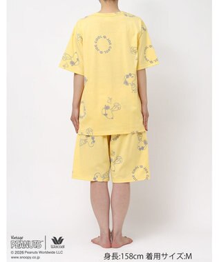 WACOAL PEANUTS パジャマ 5分袖 半袖 5分丈 オーガニックコットン100%(本体) レディース FDT169 /ワコール イエロー