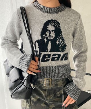 WEGO フラッフィーグラフィックちびニット 柄4