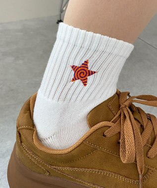 WEGO モチーフ刺繍アンクル底パイルソックス 柄6