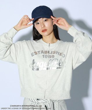 Green Parks ＡＮＧＥＬ　ＢＬＵＥ箔プリントＺＩＰカーディガン Oatmeal