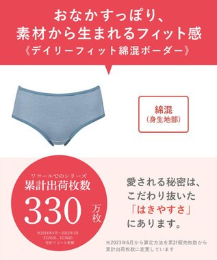 Wing ショーツ 綿混(身生地部) ここちよいフィット感 ムレにくい(身生地部) 【デイリーフィット 綿混ボーダー】 はきこみ丈ふつう EC2650 ウイング／ワコール ブルー