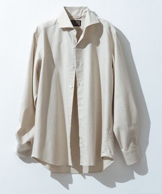 【洗える】コットンフラノシャツ_ カッタウェイカラー