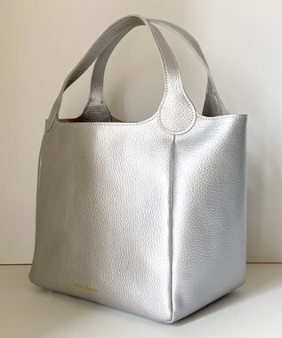 Hekhèr Le Style de Vie 新素材・新色【日本製/セレモニーにも】シュリンクレザー ハンドバッグ medium シルバ－ シルバー