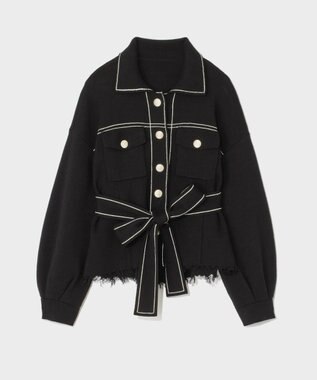 GRACE CONTINENTAL ニットワークジャケット ブラック