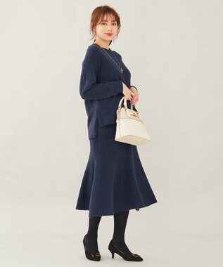 ANY SIS 【セットアップ対応】Puresleekマーメイドニット スカート ネイビー