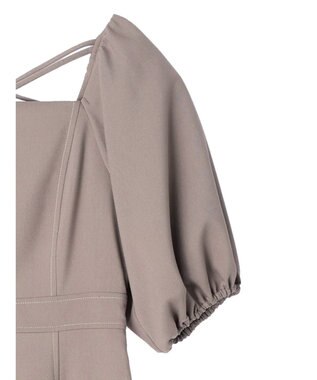 earth music&ecology 配色ステッチパフスリーブワンピース Black