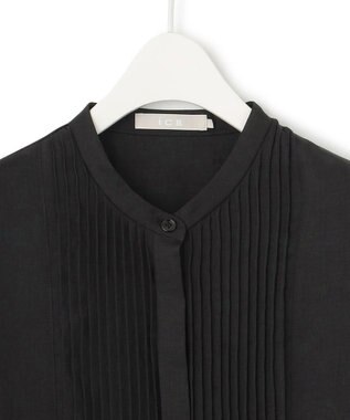 ICB 【洗える】シアーツイルワッシャー ロングシャツ ブラック系