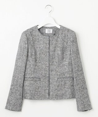 J.PRESS LADIES 【セットアップ対応】Light Tweed ノーカラー ジャケット ブラックMIX系6