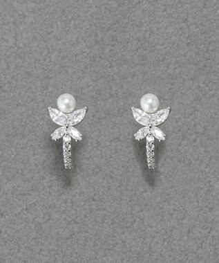 Phoebe ロマンティックビジューバタフライフープピアス　シルバー シルバー