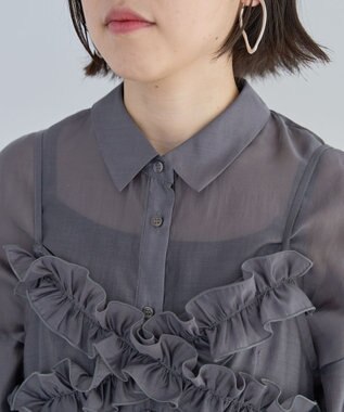 Green Parks ＳＥＴ２点フリルビスチェ＋シャツチュニック Charcoal Gray