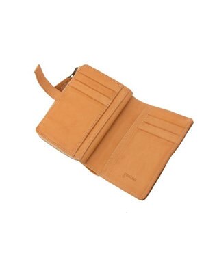 genten カットワーク 二つ折り財布 ヌメベージュ
