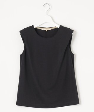 自由区 【接触冷感・洗える・XSサイズあり】ハイツイストポンチノースリーブインナー カットソー ネイビー系