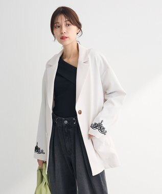 Green Parks ・ＥＬＥＮＣＡＲＥ　ＤＵＥ　袖コード刺繍ジャケッ Ivory