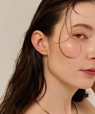 Phoebe 〈金属アレルギー対応〉ラインパールイヤリング　ゴールド/ニッケルフリー ゴールド