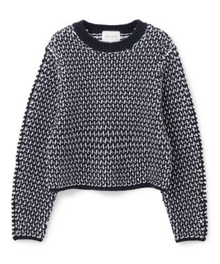 BEIGE， VARENNE / ショートレングスニット Navy×White