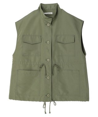 Green Parks ・ＥＬＥＮＣＡＲＥ　ＤＵＥスタンドカラーミリタリーベスト Khaki