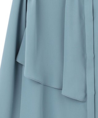 ICB 【洗える・UVケア】BackSatinAmunzen ラッフルデザインブラウス ライトブルーグレー系