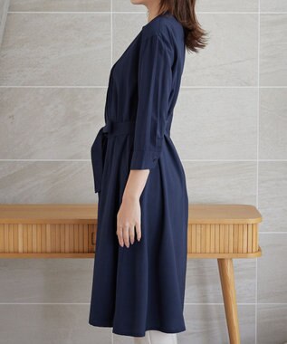 Tiaclasse L 【3way】ピンタックシャツワンピース ネイビー