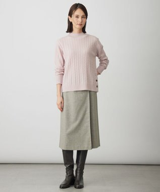 J.PRESS LADIES L WOOL BLEND AIR ハイネック ニット ピンク系