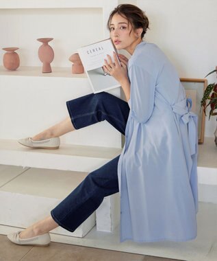 Tiaclasse L 【3way】ピンタックシャツワンピース サックス