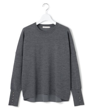 ICB 【洗える】 シルキーウールダブルフェイス ニットプルオーバー ミディアムグレー