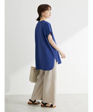 Green Parks 汗じみ防止Ｗカフスフレンチチュニック Dark Blue