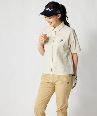 FILA GOLF／marie claire 【FILA GOLF】 ブランドロゴプリント半袖シャツ ライトベージュ