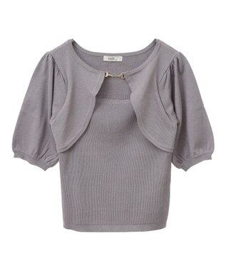 earth music&ecology ビット付きニットプルオーバー Gray