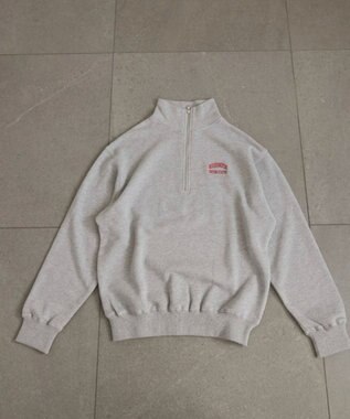 WEGO 【ANGIE VINTAGE】ワンポイント刺繍ハーフZIPスウェットプルオーバー 杢グレー