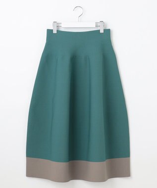自由区 L 【洗える】ポリエステルホールガーメント スカート ボトルグリーン×モカ