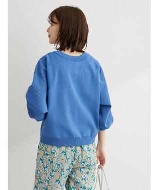 Green Parks ・ｆｕｒｒｙ　ｒａｔｅ２ｗａｙかる~いニットカーデ Blue