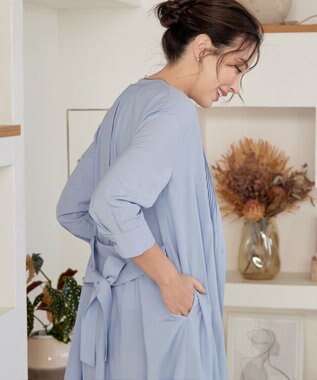 Tiaclasse L 【3way】ピンタックシャツワンピース サックス