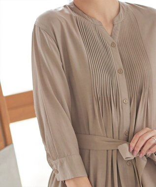 Tiaclasse L 【3way】ピンタックシャツワンピース ベージュ