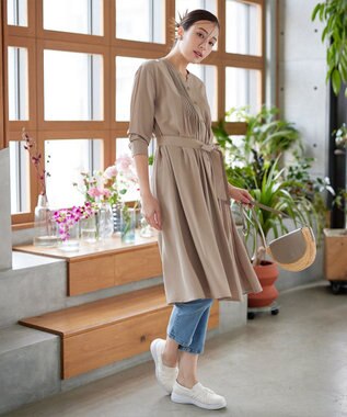 Tiaclasse L 【3way】ピンタックシャツワンピース ベージュ