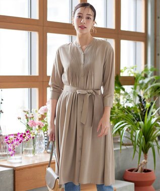 Tiaclasse L 【3way】ピンタックシャツワンピース ベージュ