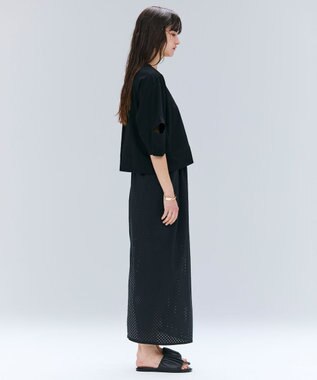 BEIGE， 【洗える】DUOMO / コットンスリットスリーブトップス Black