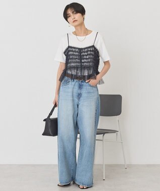 AMERICAN HOLIC 【2点セット】半袖Tシャツ＋チュールビスチェ Off White
