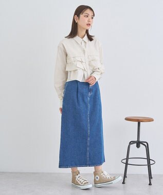 earth music&ecology ティアードショートシャツ Stripe Beige