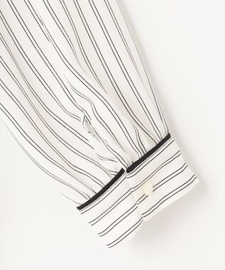 J.PRESS LADIES 【洗える】 バックサテンランダムストライプ バンドカラー ブラウス ホワイト系1