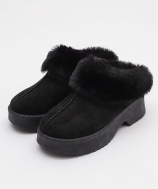 WEGO 【25年秋冬新作/あったかい】ムートンタッチサボ ブラック