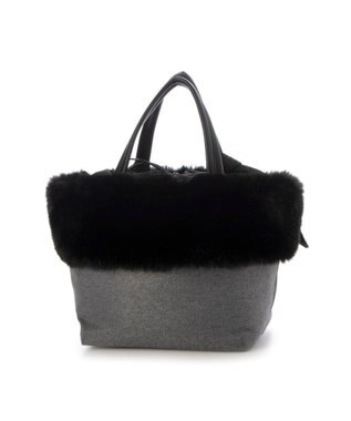 UNBILLION カシュカシュ cachecache / エコファーコンビリボントートバッグ ブラック