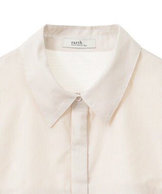 earth music&ecology ティアードショートシャツ Stripe Beige