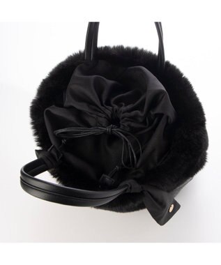 UNBILLION カシュカシュ cachecache / エコファーコンビリボントートバッグ ブラック