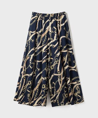 GRACE CONTINENTAL チェーンプリントタックキュロット ネイビー