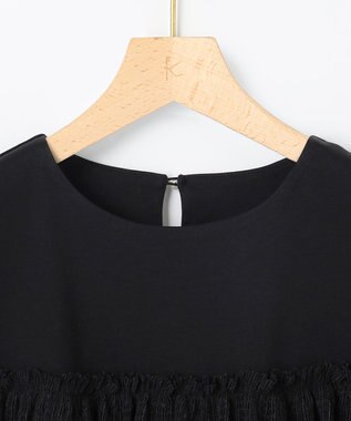 組曲 S プリーツコンビ5分袖 カットソー ブラック系