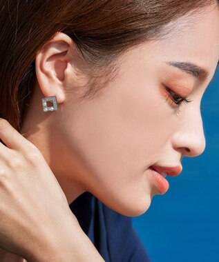 Tiaclasse 【金属アレルギー対応】スクエアストーン養殖パールピアス シルバー