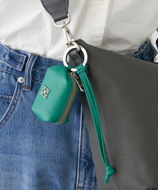 russet カラビナ付き レザーミニポーチ型チャーム(Z-220) Green