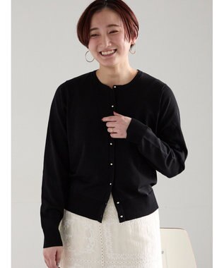 Te chichi 14G綿ポリクルーカーディガン ブラック